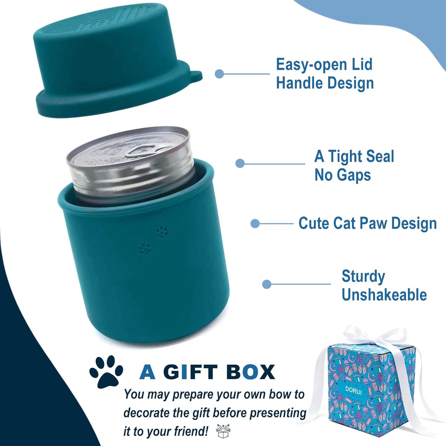 Original Canned Dog Food Storage Container | Silicone Can Cover Pet Food Sealer | BPA Free, Airtight, Dishwasher & Freezer Safe (Dark Blue)