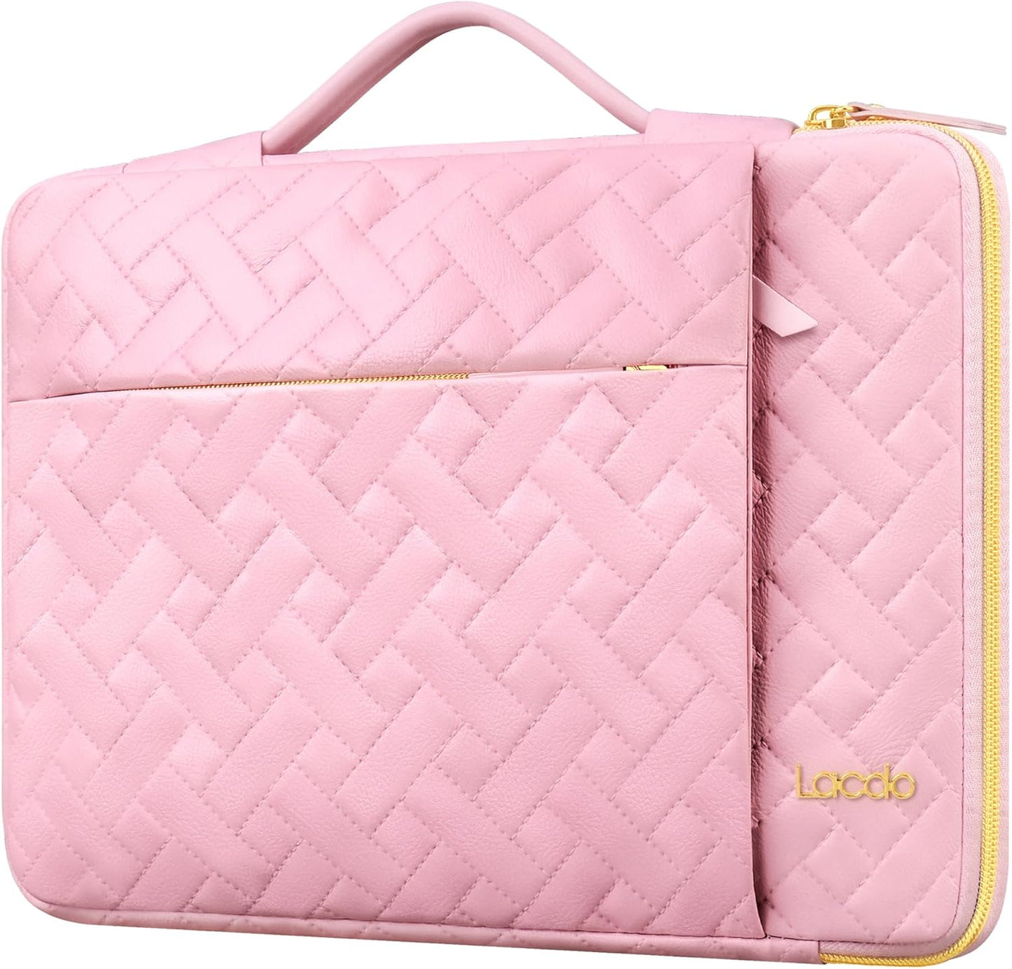 Lacdo 360° Protective Laptop Sleeve Case for 15 inch New MacBook Air M4 A3241 2025, M3 A3114, M2 A2941 2024-2023, 15 inch MacBook Pro A1990 A1707, Dell XPS 15 Plus 2022-2020 Computer Bag, Sakura Pink