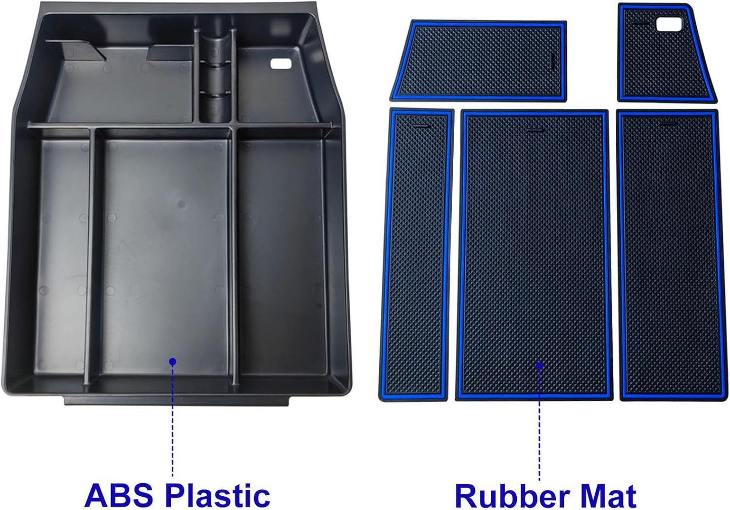 Center Console Organizer Compatible with 2021 2022 2023 2024 Ford F150 Interior Accessories, Armrest Box Insert Storage Tray (Full Console w/Bucket Seats ONLY)-Blue Trim