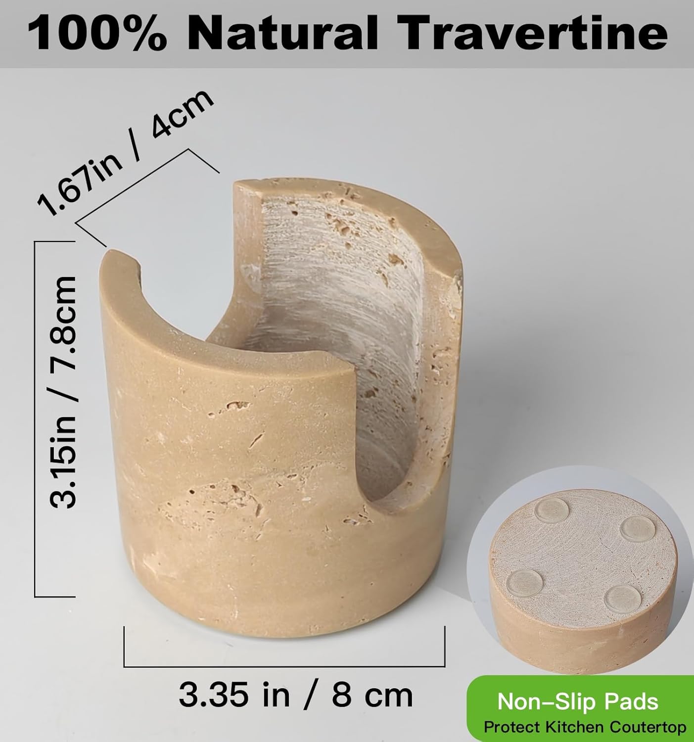Luxury Travertine Sponge Holder – Fast-Drying, Rust-Proof Kitchen Sink Caddy, Non-Slip Base, Compact Stone Sponge Caddy for Kitchen Sink Counter, Perfect Gift for Modern & Farmhouse Homes, Beige