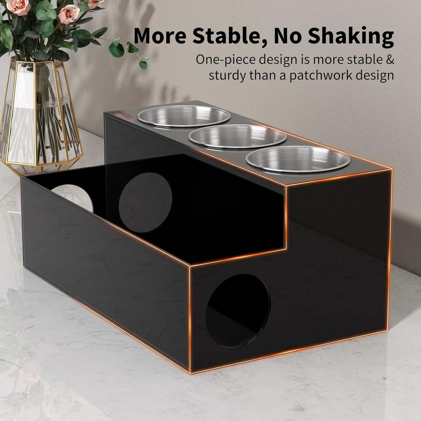 NIUBEE Hair Tool Organizer, Black Acrylic Hair Dryer and Styling Holder, Bathroom Countertop Blow Dryer Holder, Vanity Caddy Storage Stand for Accessories, Makeup, Toiletries