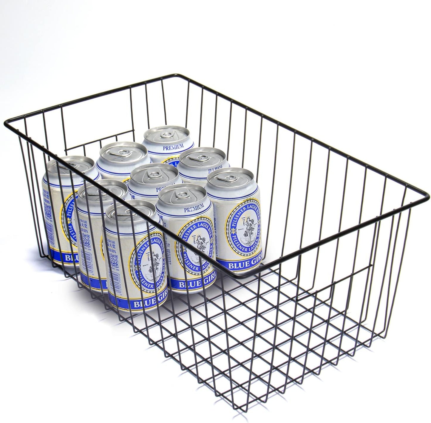 Upright Freezer Organizer Bins， Freezer Baskets for 16, 17, 21 cu.ft Standup Freezer, Wire Storage Baskets with Built-in Handles for Frozen Foods, Snacks, Vegetables, Fruits and More, Set of 6, Black
