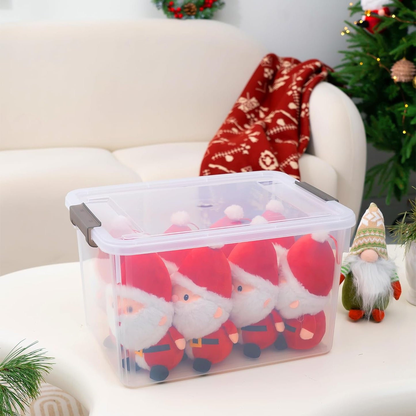Citylife 32 QT Plastic Storage Bins with Latching Lids Stackable Storage Containers for Organizing Large Clear Storage Box for Garage, Closet, Kitchen, 4 Packs
