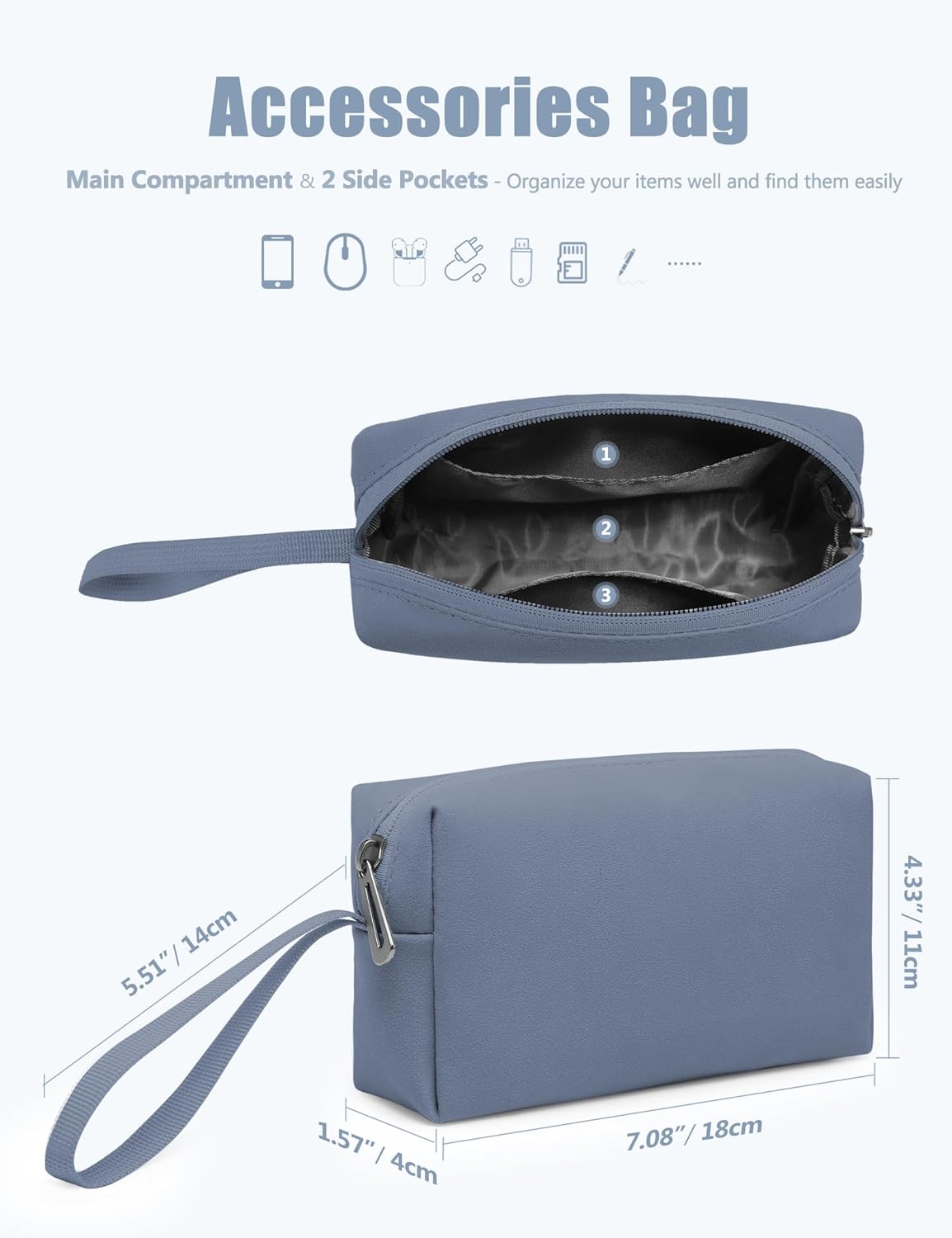 HYZUO 13 Inch Laptop Sleeve with Stand Feature for MacBook Air 13 M4 M3 M2 M1 2025-2018, MacBook Pro 13 M2 M1, 13" iPad Pro/Air, Surface Pro, with Carry Bag, Haze Blue