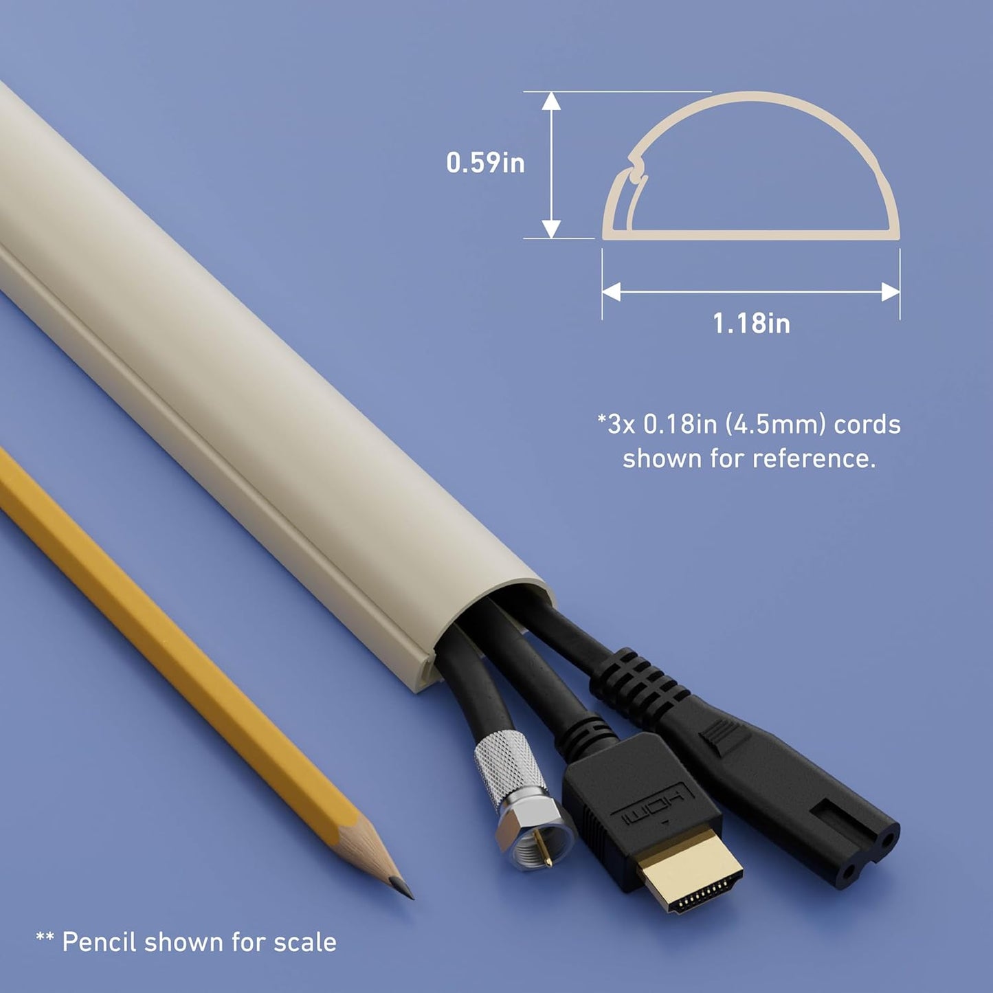 D-Line 157in Cord Cover Kit, Self-Adhesive Wire Hiders, Paintable Cable Raceway to Hide Wires on Wall, Electrical Cable Management - 10x 15.7 Lengths & 19 Accessories - 1.18" (W) x 0.59" (H) - Beige