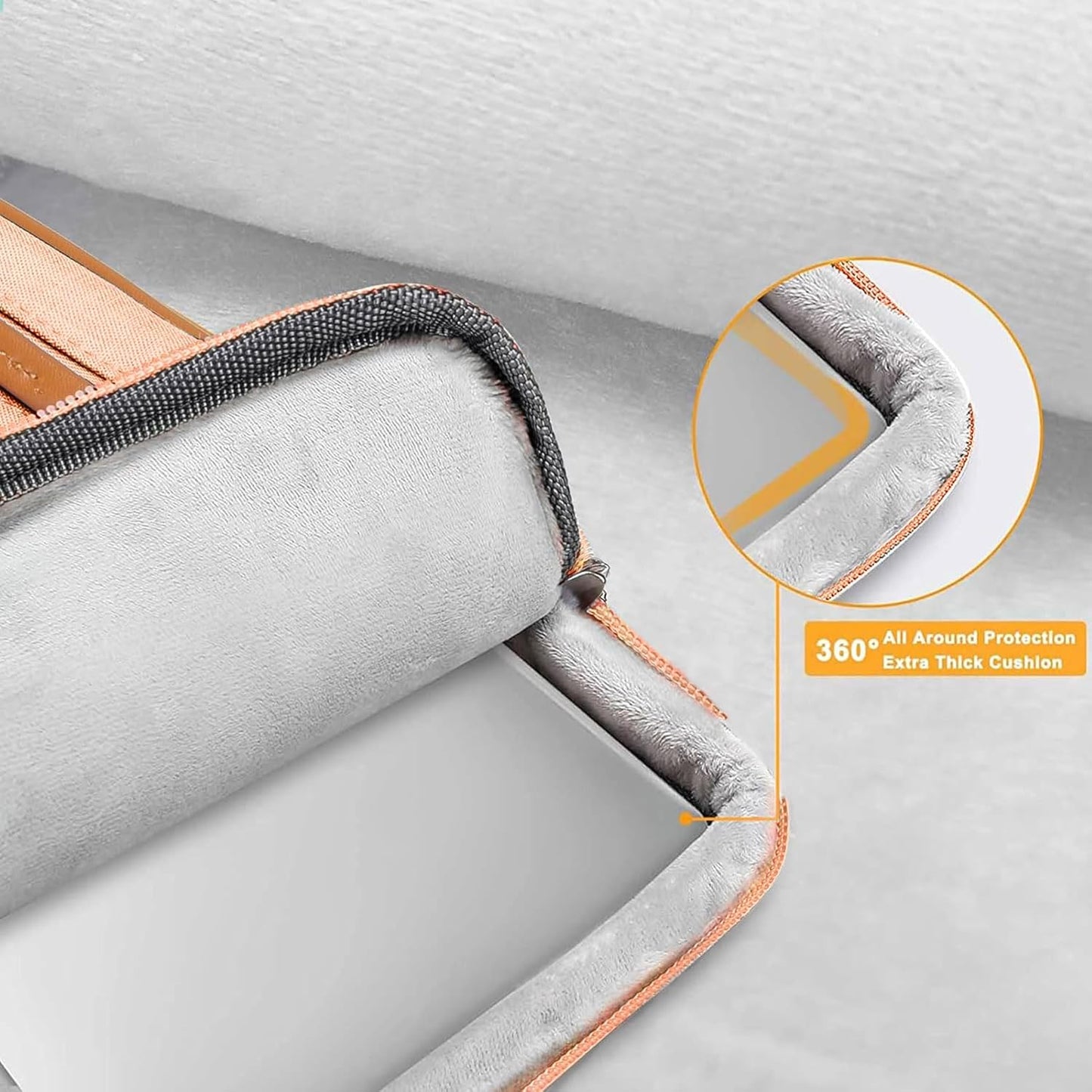 MOSISO 360 Protective Laptop Case 13.3 inch, 13-13.3 inch Laptop Sleeve Compatible with MacBook Air/Pro 13 / Pro 14,HP Dell Acer ASUS,Side Open Carrying Case with 4 Zipper Pockets&Handle, Peach Fuzz