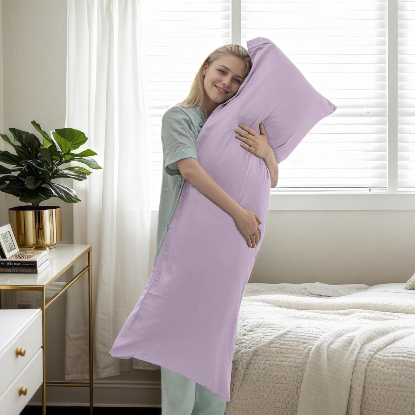 TELUS Body Cooling Pillow Case Cover, Bamboo Rayon & Lyocell Pillowcase with Zipper Closure, Breathable Pillow Case for Hot Sleepers and Night Sweats, 20x54 inches, Light Purple