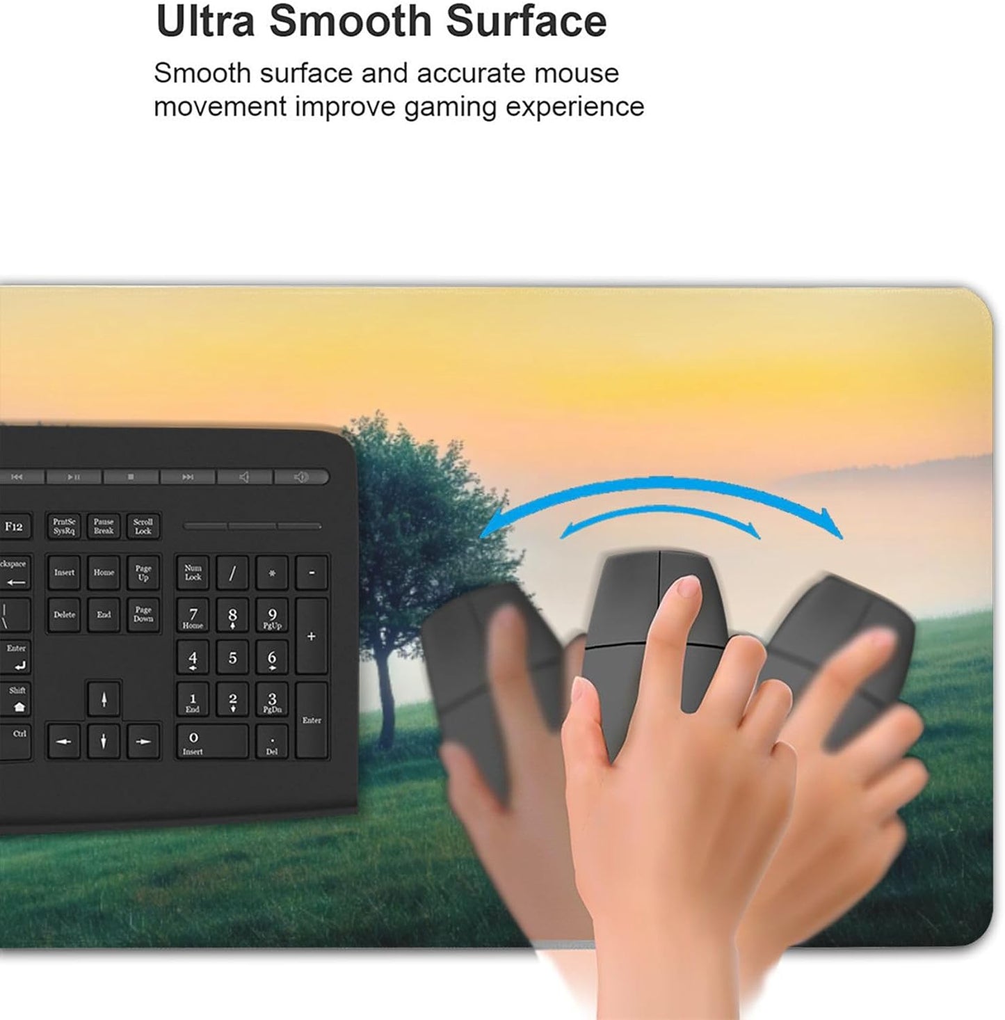 Misty Forest Large Mouse Pad, Vintage Aesthetic Gaming Desk Mat, XXL Keyboard Desk Pad Mat for Desktop, 35.4"x15.7" Non-Slip Base Big Mousepad with Stitched Edges