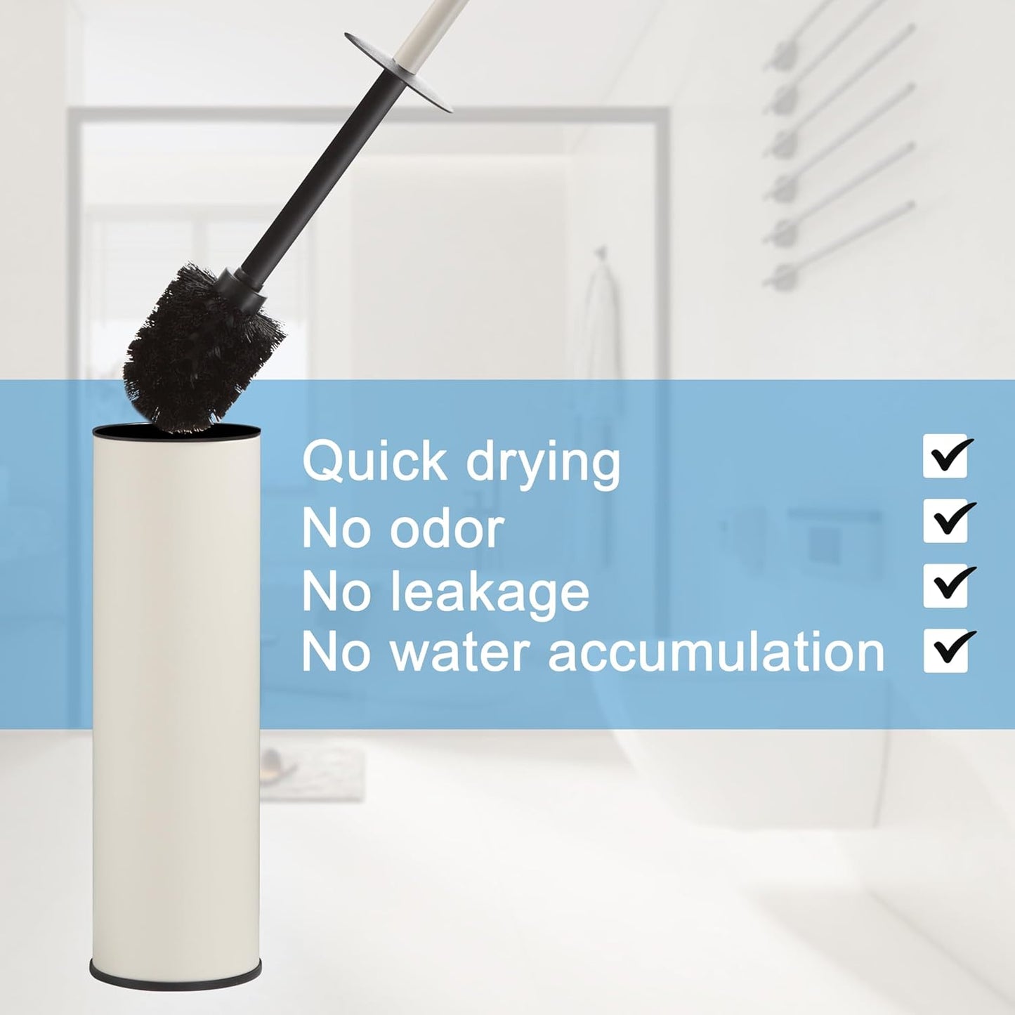 BGL White Toilet Brush and Holder,Stainless Steel Toilet Brushes for Bathroom with Holder