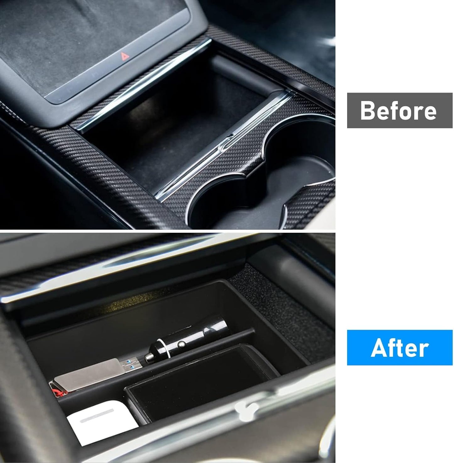 Yumzeco Compatible with 2021-2025 Tesla Model S Model X Center Console Organizer Plaid/Long Range, Armrest Silicone Center Console Storage Box for 2022 2023 2024 2025 Tesla S X Accessories