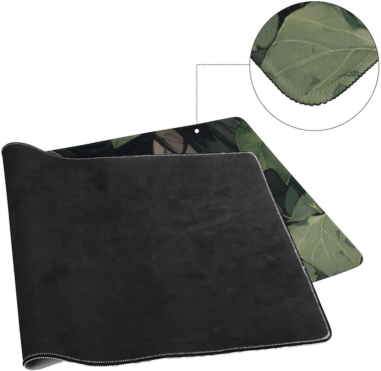 Girl in Foliage Large Mouse Pad, Anime Style Gaming Desk Mat, XXL Keyboard Desk Pad Mat for Desktop, 35.4"x15.7" Non-Slip Base Big Mousepad with Stitched Edges