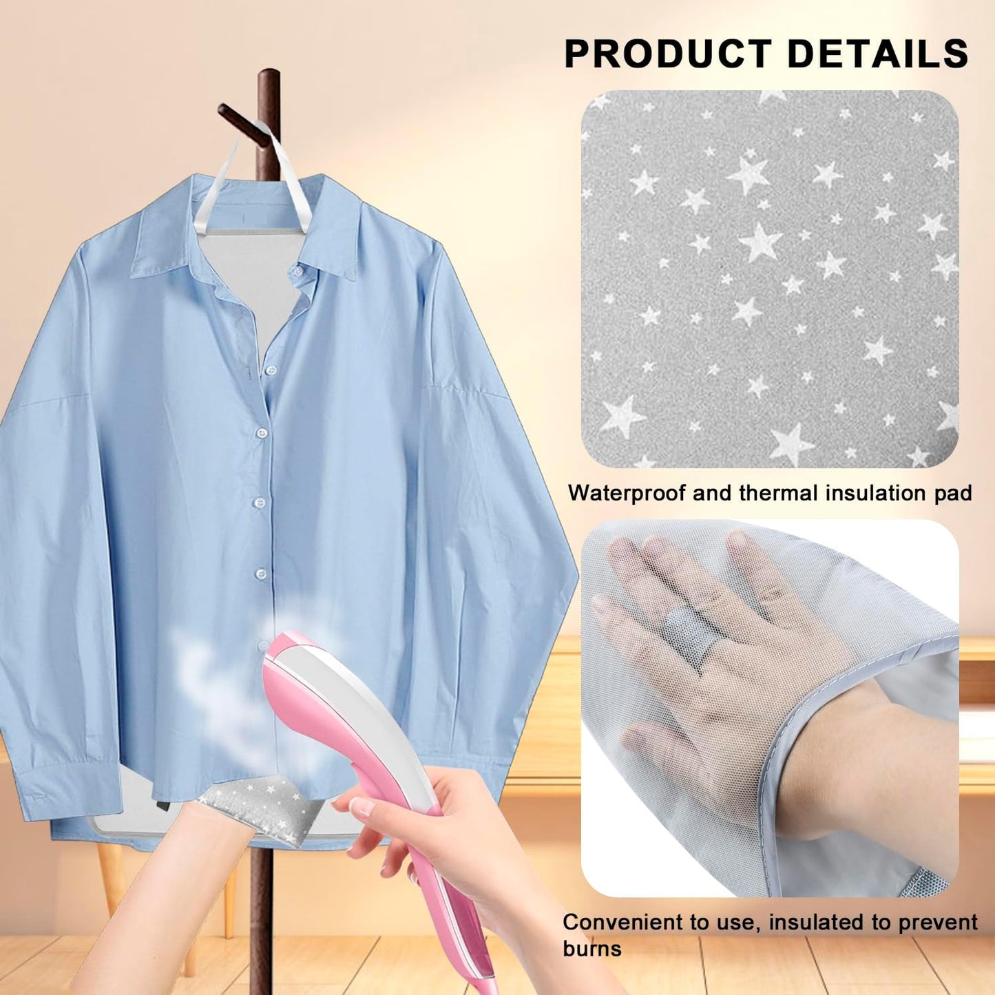 Steamer Board for Clothes with Ironing Glove, Stand for Steaming Clothes, Garment Steamer Pad Portable Ironing Board Included Lint Remover & Storage Bag for Suits Shirts Coats Portable Travel Home Use