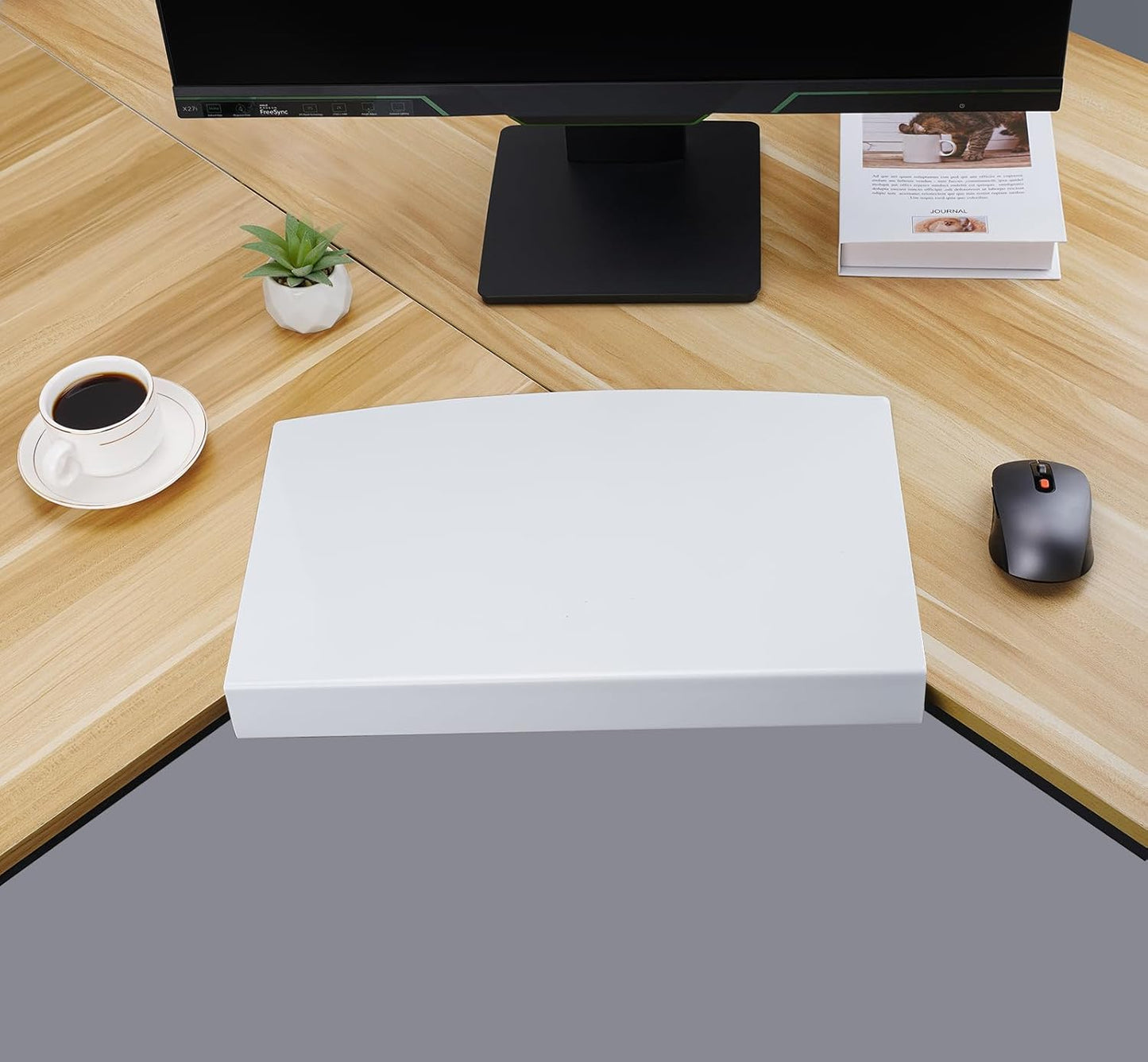 17 inch Corner Desk Connector Platform for Mounting Under-Desk Keyboard Trays on L-Shaped Workstations,Platform Extender Attachment (White)