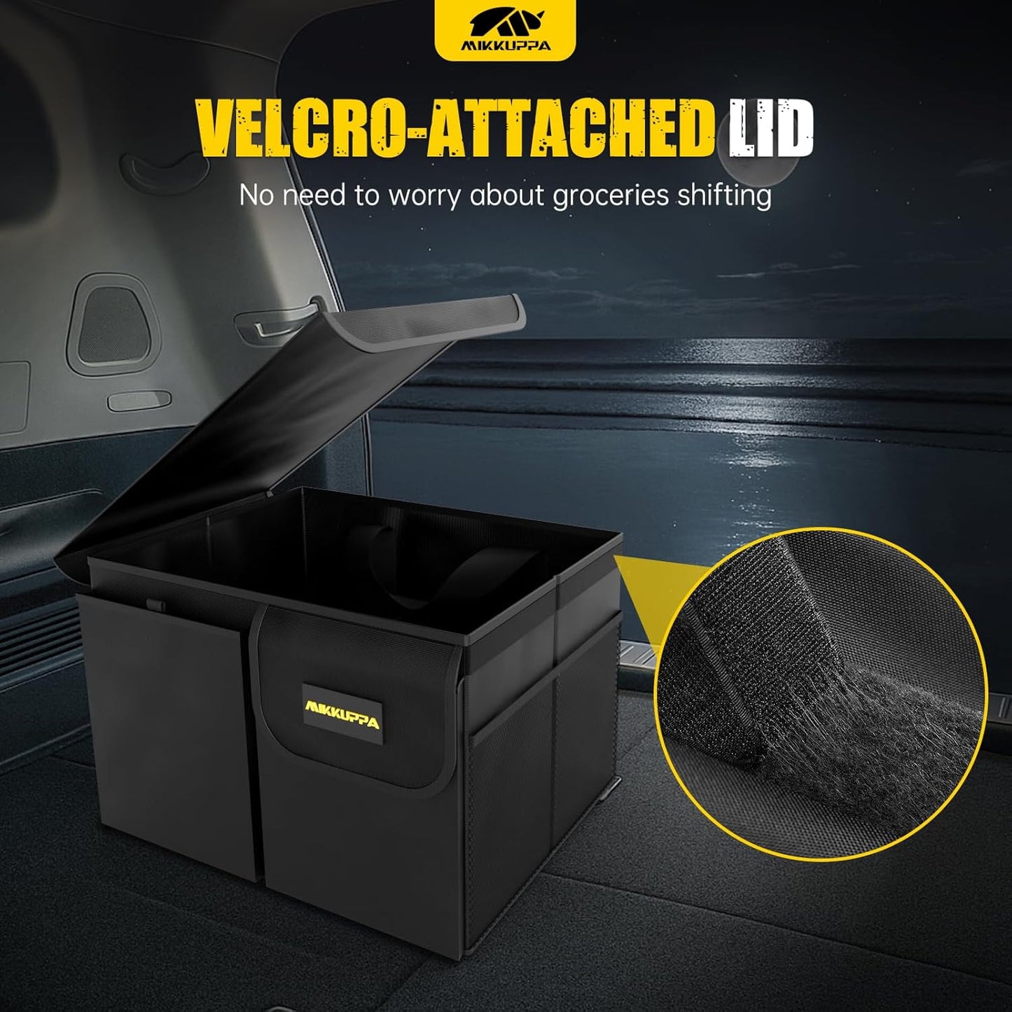MIKKUPPA Car Trunk Organizer - 35L Collapsible Trunk Organizer with Lid, Sturdy Car Storage for SUV Auto Truck Van (Black, 2Pack)