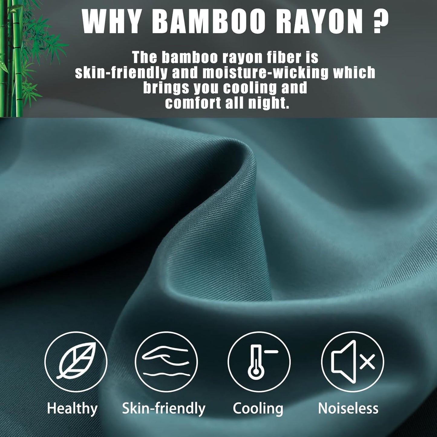 Body Cooling Pillow Cases Cover, Bamboo Rayon Pillowcases with Zipper Closure, Cool and Breathable Pillow Case for Hot Sleepers and Night Sweats, 20x54 inches, Teal