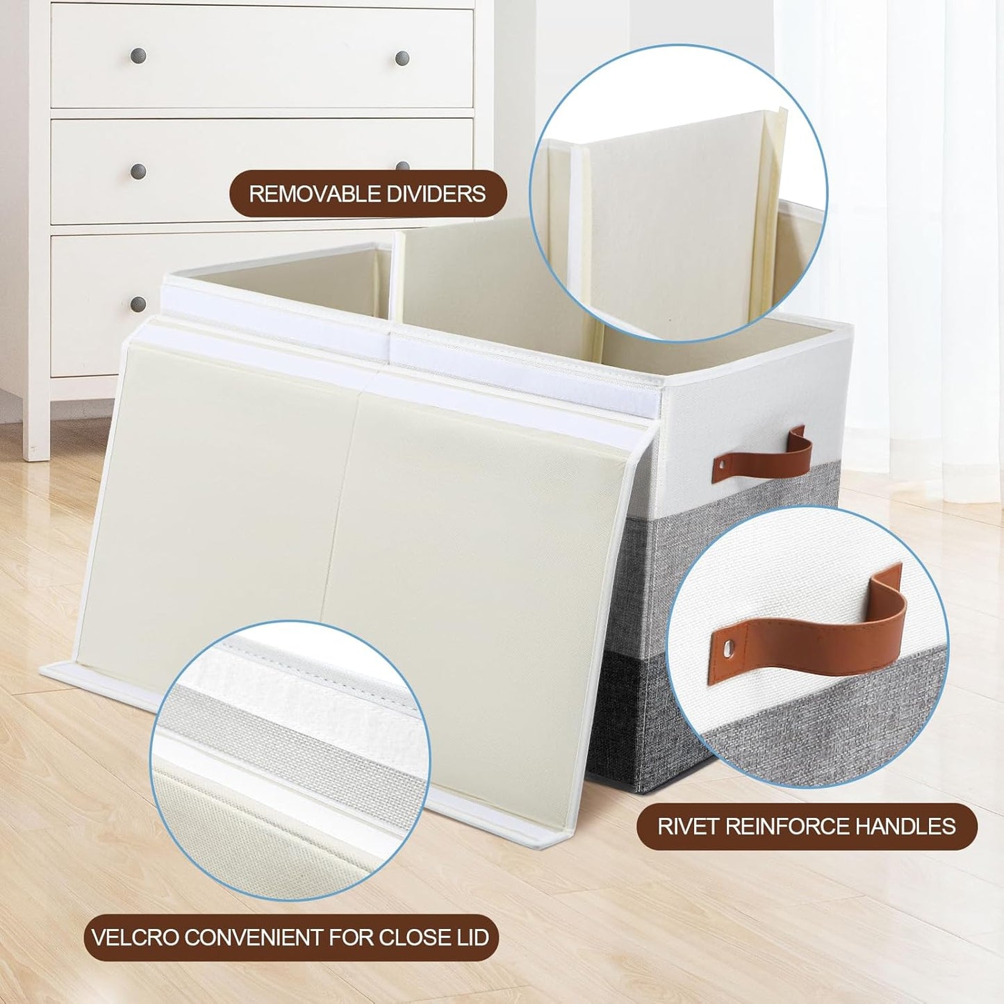 Mayniu Toy Box Storage Chest with Divider, Large Sturdy Toy Bin Organizer Basket with Lid for Kids, Boys, Girls, Nursery, Living Room, Bedroom, Playroom, Closet, 25"x13" x16"(Gradient Grey)