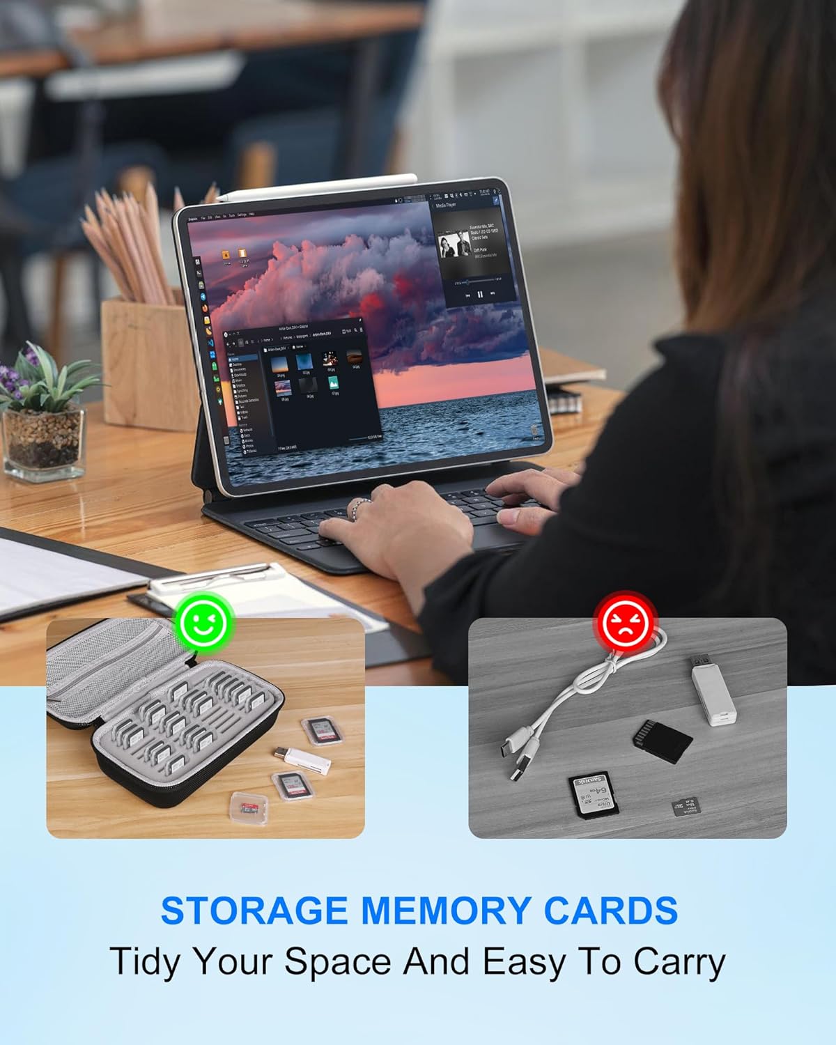 Memory Card Case - Water-Resistant & Anti-Shock 36 Slot Holder, 27 Micro SD & 9 SD/SDHC/SDXC Cards Organizer for Camera