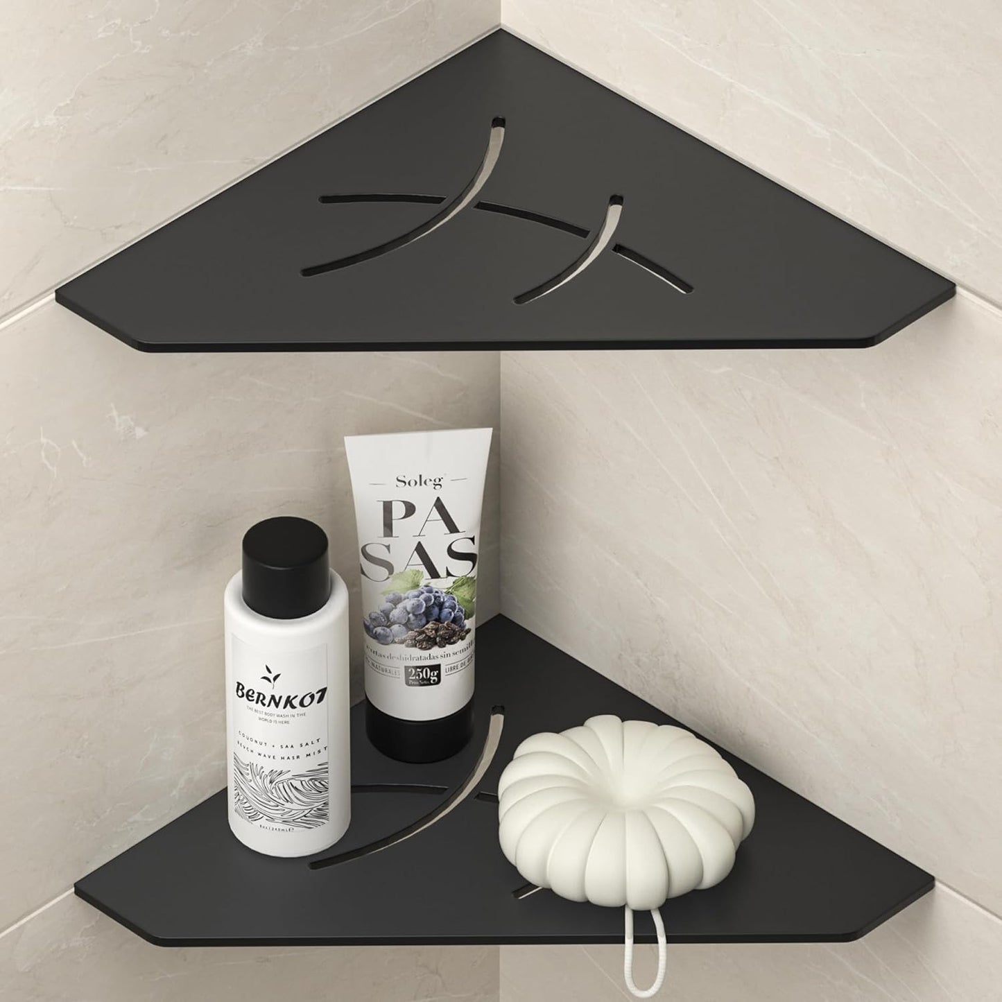 Corner Shower Shelf 10", Matte Black 304 Stainless Steel Pentagonal Corner Shelf Recessed Bathroom Storage Shampoo Holder Organizer Shelf 2 Pack