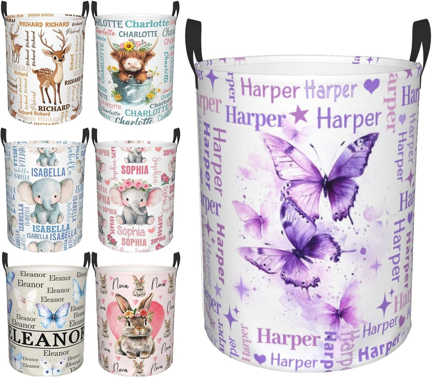 Custom Name Laundry Hamper, Personalized Laundry Baskets with Name for Boys Girls Women Men, Customized Collapsible Dirty Clothes Hamper Easy Storage Gifts for Bedroom Bathroom Living Room