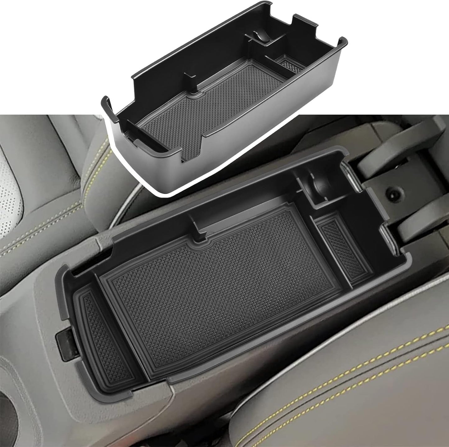 EDBETOS Center Console Organizer Tray Compatible with Chevy Bolt EUV Bolt EV Accessories 2022-2023 Interior Secondary Armrest Storage Glove Box Divider ABS Material, Black Trim