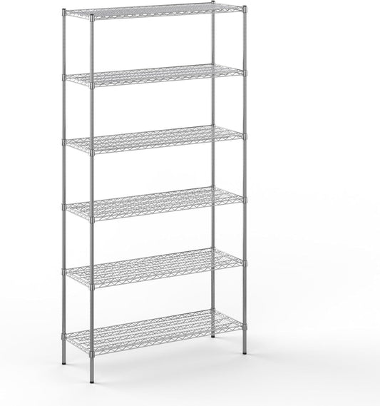 Wire Shelving Kit | NSF Commercial Storage Rack Unit (6-Tier | 96" Height, 18" Deep x 48" Wide)