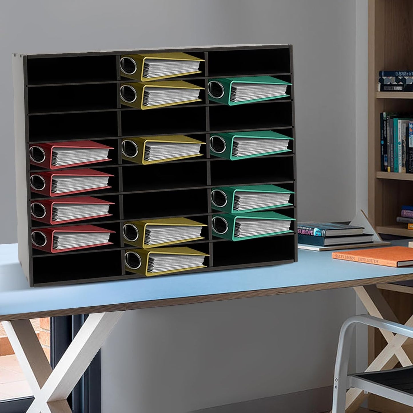 Mail Sorter Organizer, 24 Compartments Mailbox for Classroom, Desktop File Organizer with Adjustable Shelves, for Office Home Classroom, Black