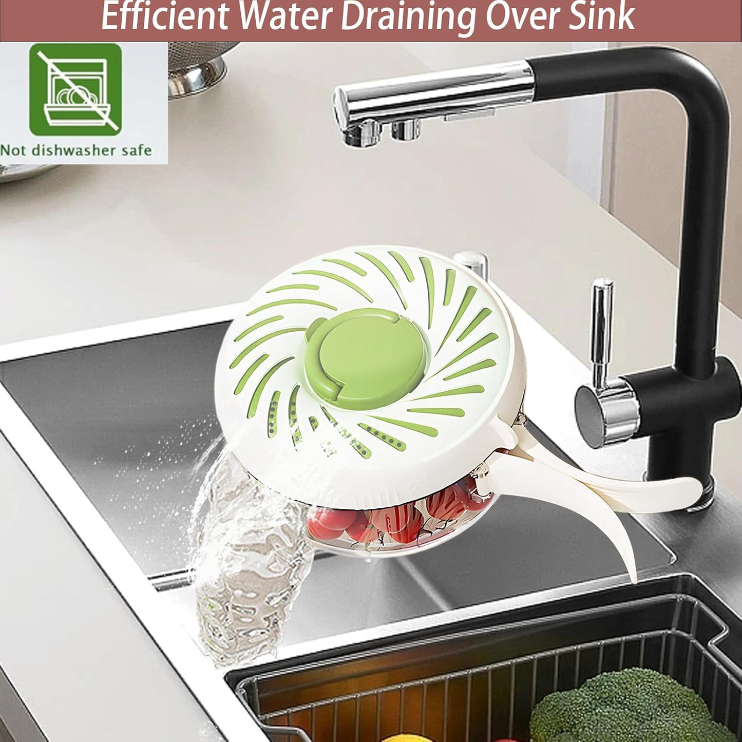 2025 New Upgrade Fruit Washing Bowl with Strainer,3 in 1 Multipurpose Drain Basket with Lid & Ice Box,Foldable Handle Fruit Strainer,1QT(1L)Fruit Washer Perfect for Fridge Storage and Outdoor Picnics