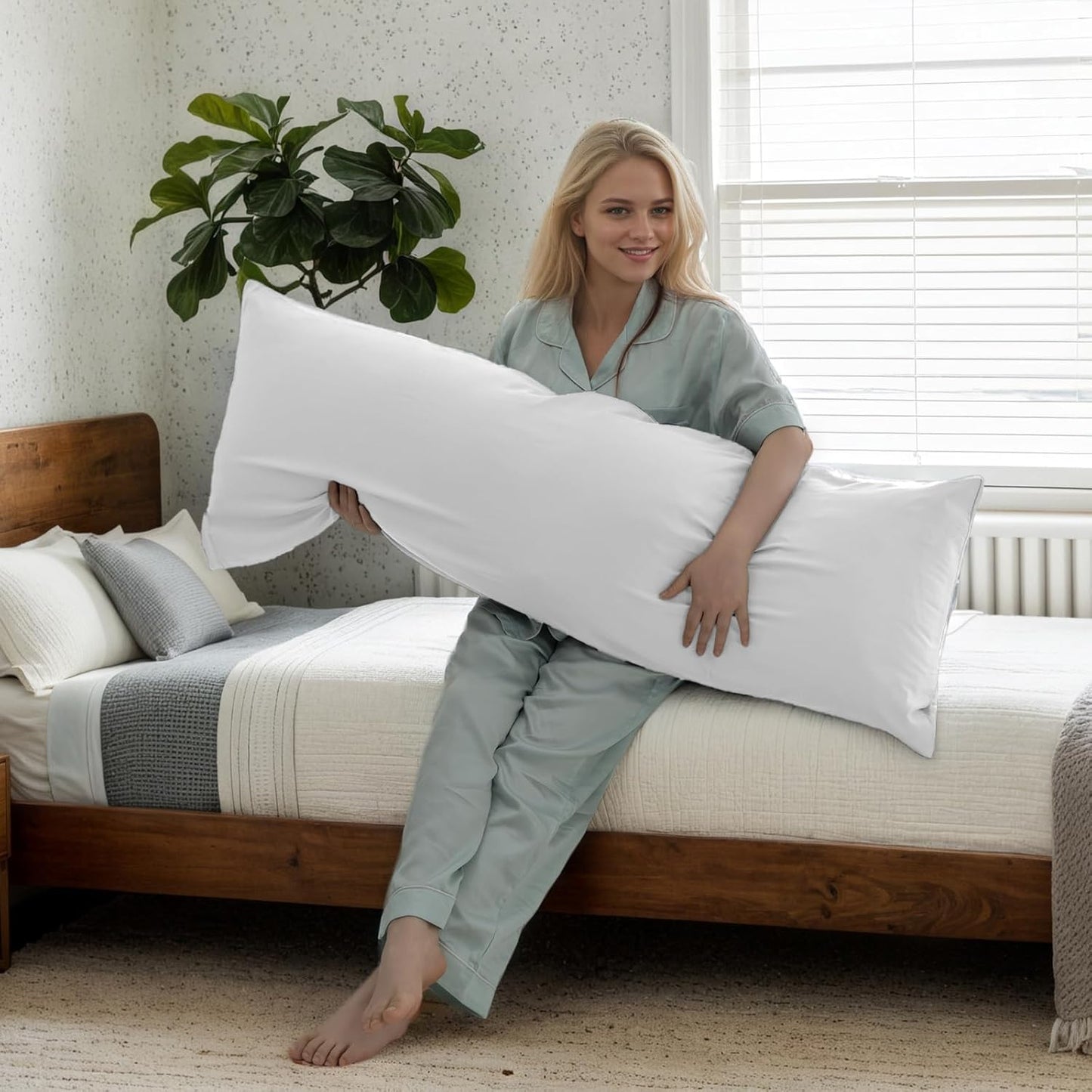 TELUS Body Cooling Pillow Case Cover, Bamboo Rayon Pillowcase with Zipper Closure, Breathable Pillow Cover for Hot Sleepers and Night Sweats, 20x54 inches, Ivory White