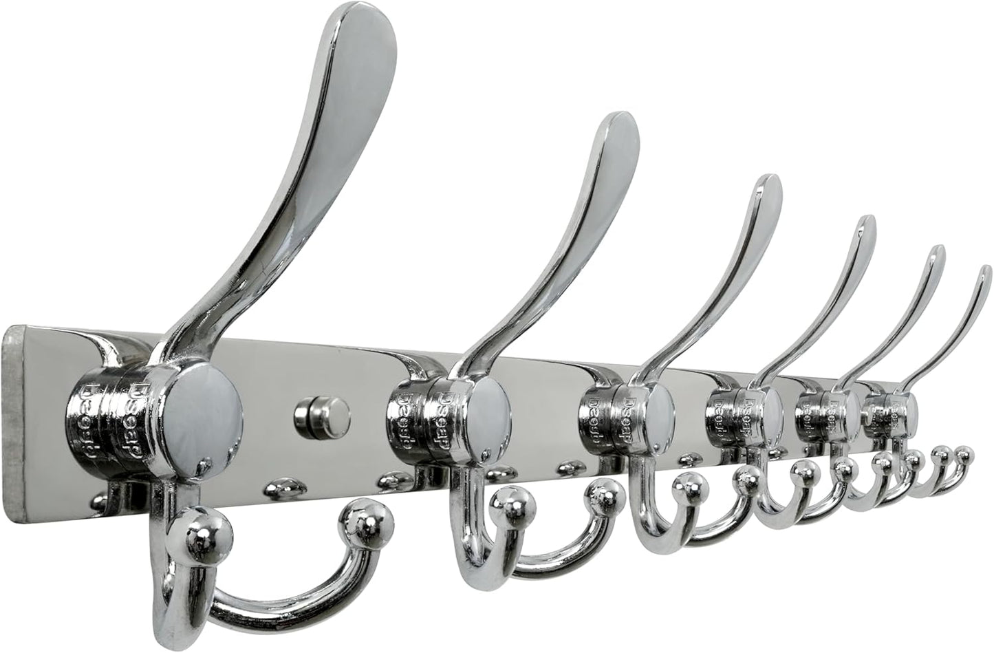 Dseap Coat Rack Wall Mount 2.0 Pro: 24” Long, 3X Tougher, Heavy Duty Stainless Steel Wall Coat Hanger with 6 Tri Hooks for Clothes Jackets Hats Entryway Closet, Chromed