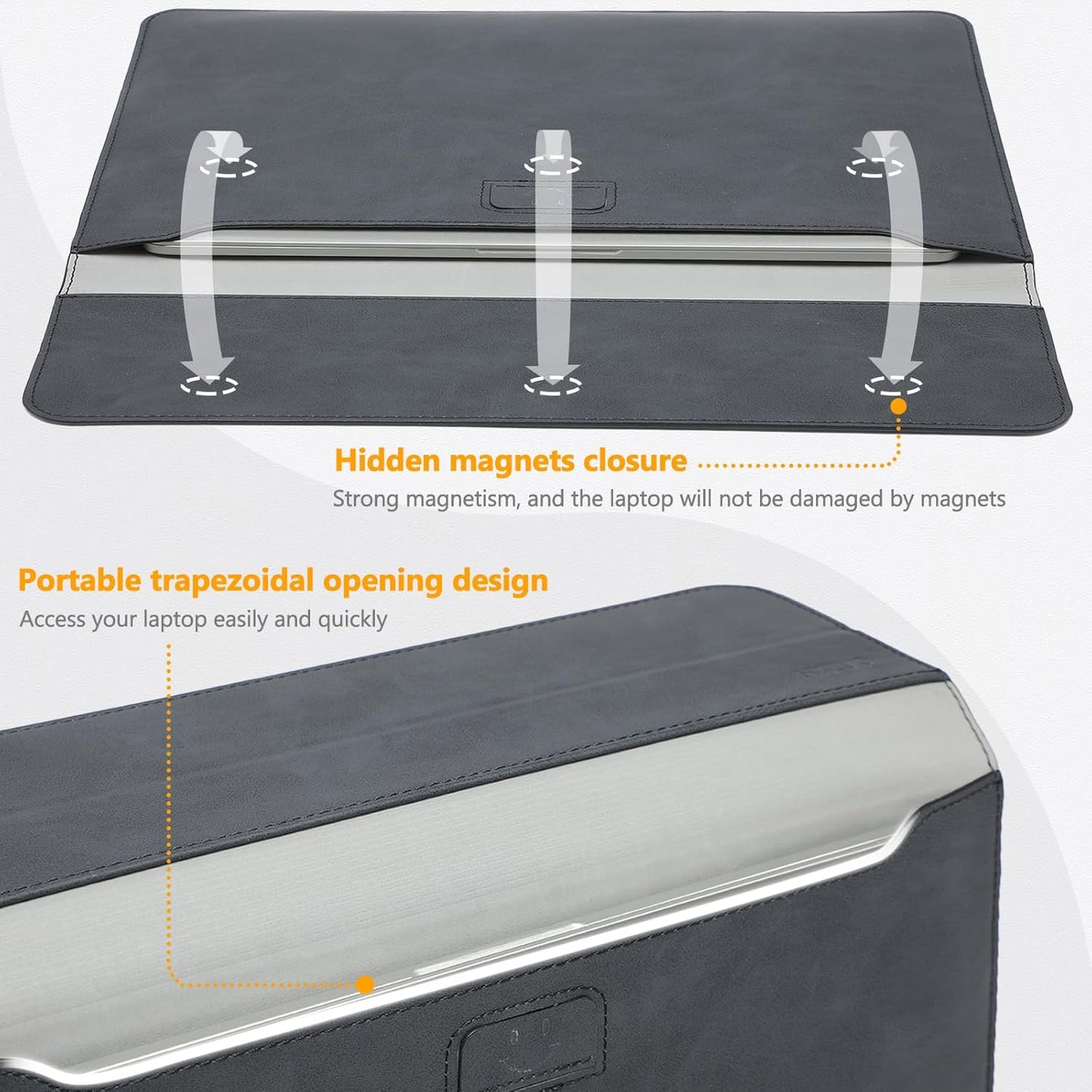 HYZUO 13.3-14 Inch Laptop Sleeve Case with Stand Feature for MacBook Pro 14 M5/M4/M3/M2/M1 2026-2021, MacBook Pro/Air 13.3, 13.5" 13.8" Surface Laptop, HP Spectre X360 13/14, Graphite