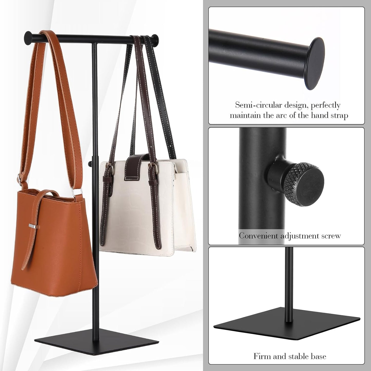 Leinuosen 4 Pcs T Shaped Purse Display Stand Necklace Display Stand Tabletop Adjustable Height Purse Hanger Rack