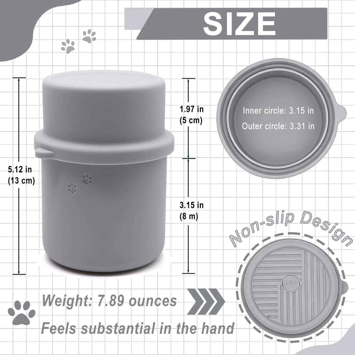 Original Canned Dog Food Storage Container | Silicone Can Cover Pet Food Sealer | BPA Free, Airtight, Dishwasher & Freezer Safe (2 Pcs Grey)