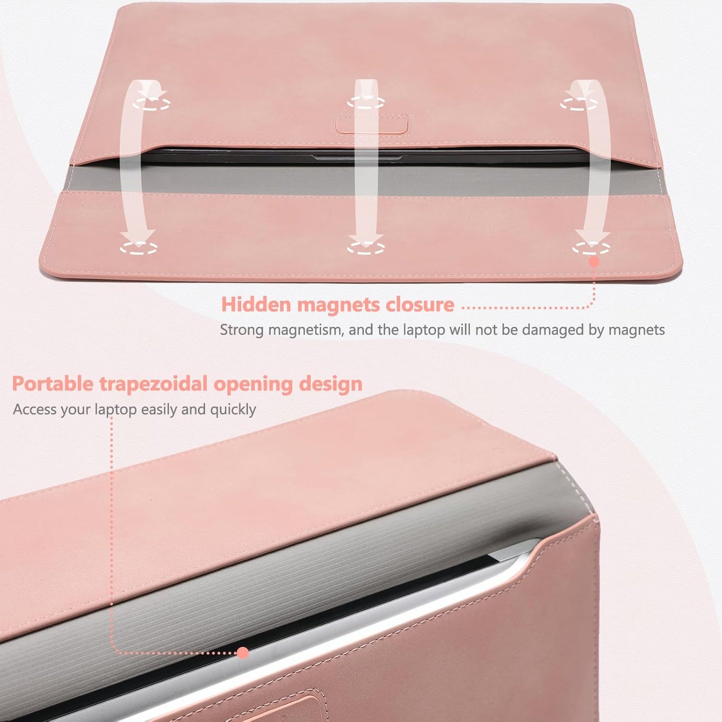 HYZUO 13.3-14 Inch Laptop Sleeve Case with Stand Feature for MacBook Pro 14 M5/M4/M3/M2/M1 2026-2021, MacBook Pro/Air 13.3, 13.5" 13.8" Surface Laptop, HP Spectre X360 13/14, Pink