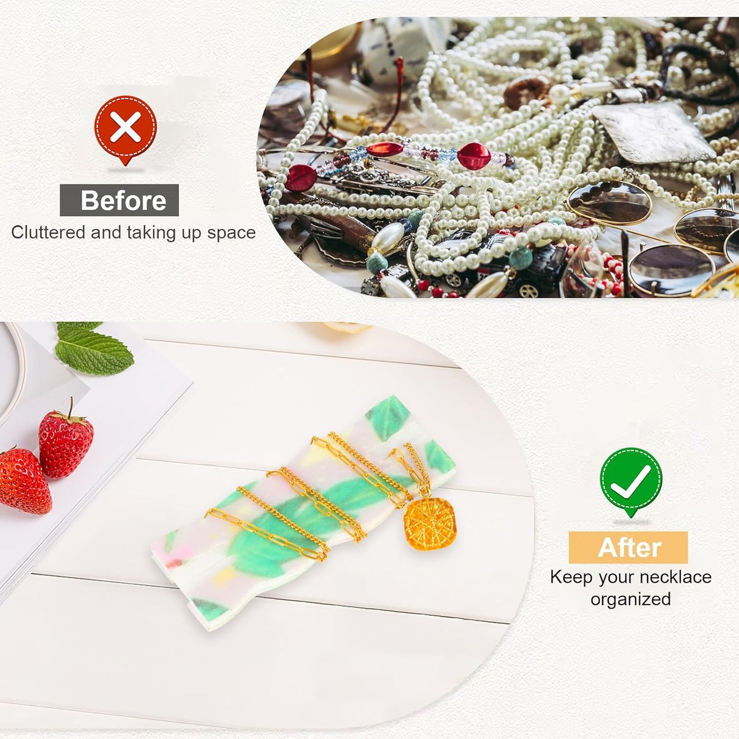 10pcs Tangle-Free Jewelry Organizer, Universal Necklace Display Card Holder, Portable Reusable Necklaces Containers Travel Organizer (Green Leaves)