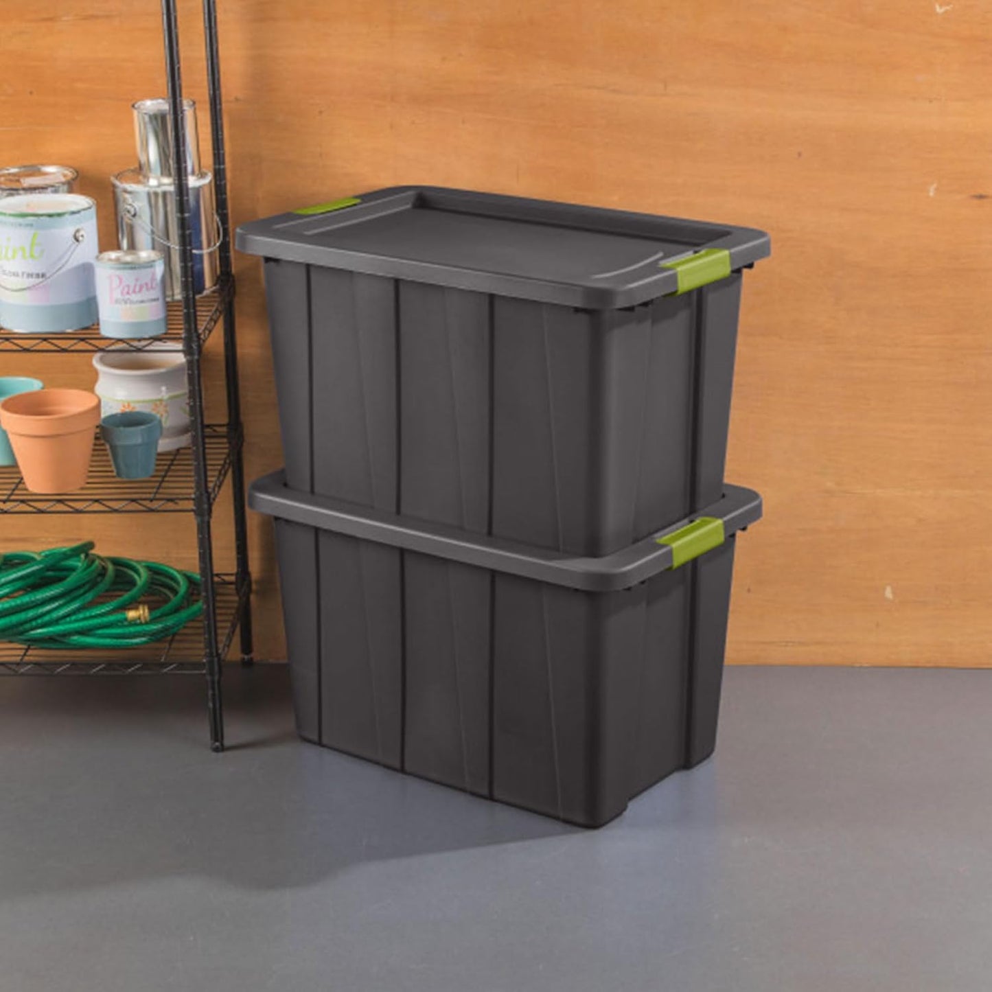 Sterilite 12-Pack Storage Bins with Lids, Heavy Duty Totes, Tuff1, 30 Gallon, Flat Gray