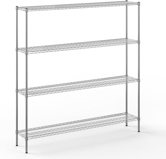 14" Deep x 72" Wide x 74" Height Wire Shelving Kit | 4-Tier | NSF Commercial Storage Rack Unit