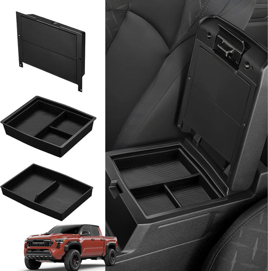 Ecarzo 3PCS Center Console Organizer for 2024-2025 Toyota Tacoma Armrest Hidden Storage Box, Maximize Space & Reduce Clutter, Tacoma Interior Accessories
