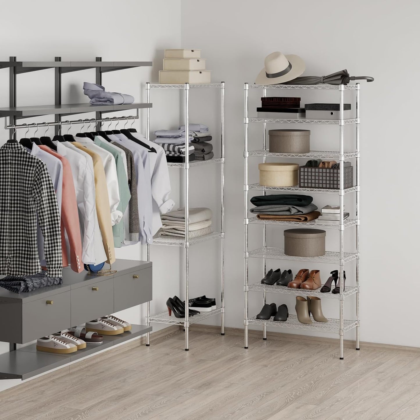 14" Deep x 30" Wide x 74" Height Wire Shelving Kit | 8-Tier | NSF Commercial Storage Rack Unit