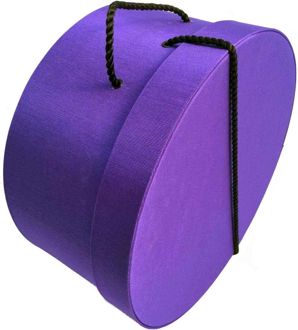 Sarah's Hat Boxes Classic Dark Purple Hat Box – 18.5" x 9.5" (Dia. x Ht.) Handmade in USA – Odorless Non-Toxic Adhesive, Cording Handle – Premium Storage for Hats & Accessories