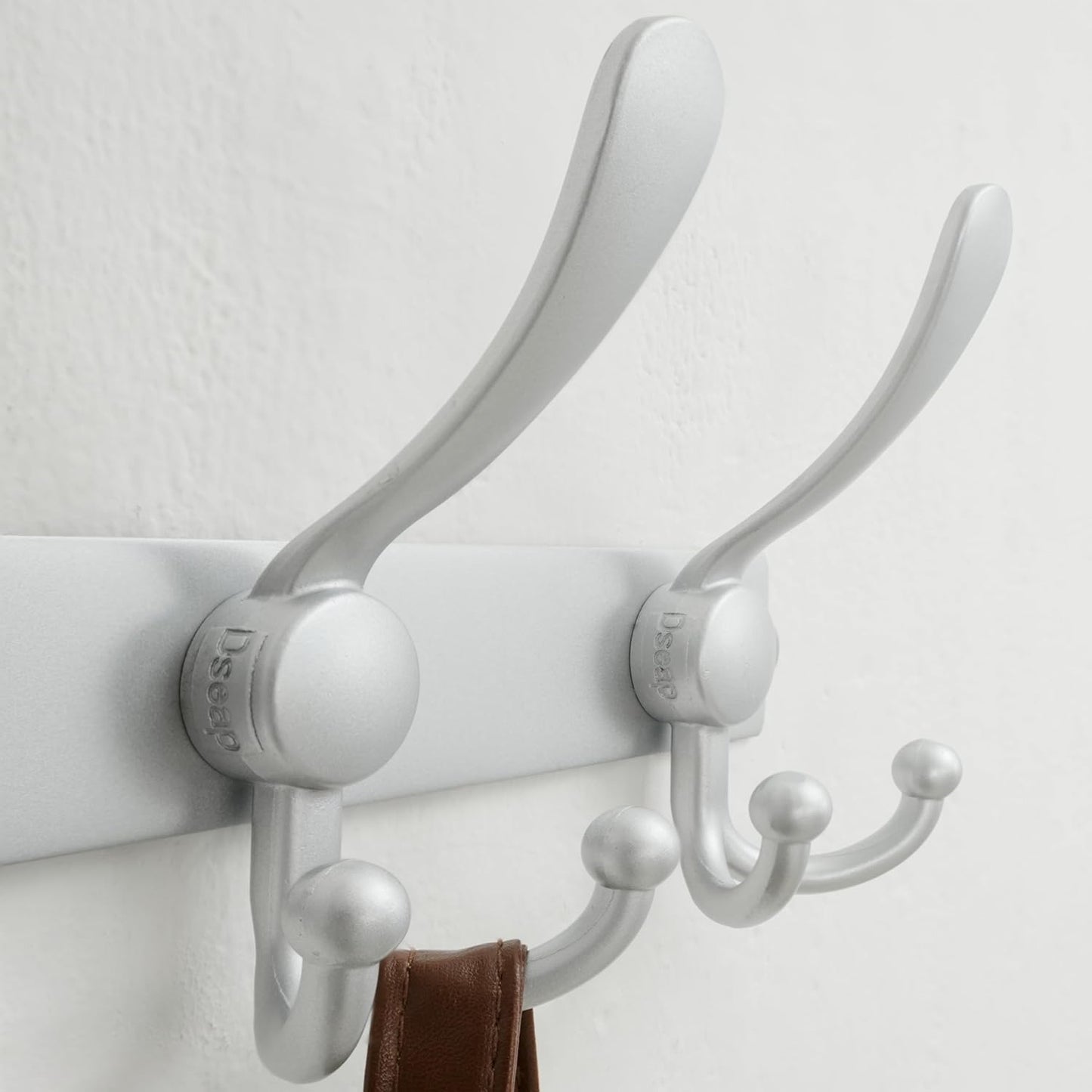 Dseap Coat Rack Wall Mount 2.0 Pro: Heavy Duty 300% Thicker, 16" Stud Mount, Stainless Steel Wall Coat Hooks Hanger for Clothes Jackets Hats Entryway Closet, MaxStrong Series, Silver