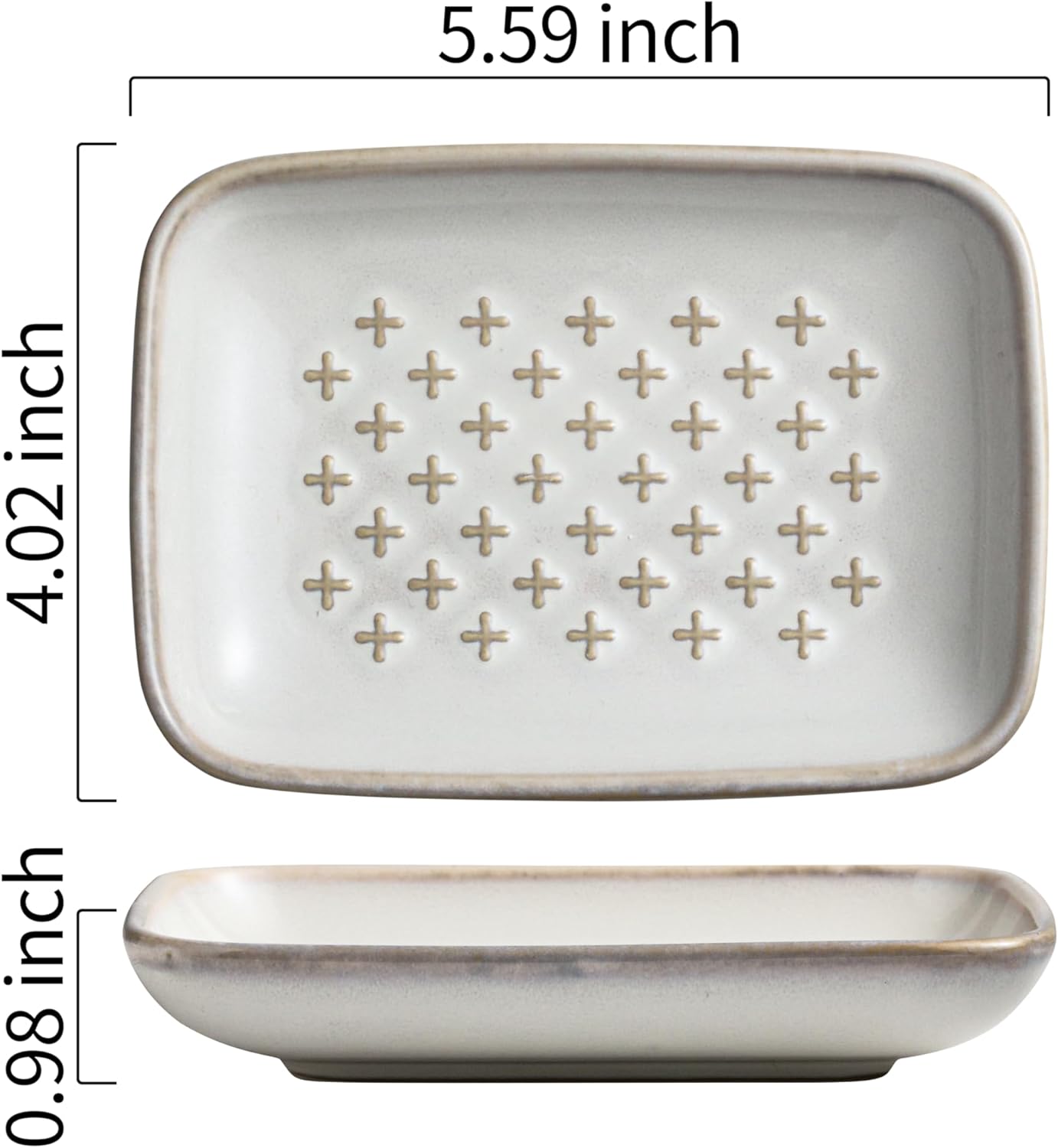 Gomakren Soap Dish, Shower Soap Holder, Christmas Ceramic Soap Dishes for Bar Soap Sponge Shampoo, Soap Saver Tray for Bathroom Kitchen Sink Counter, 5.5 Inch, Beige