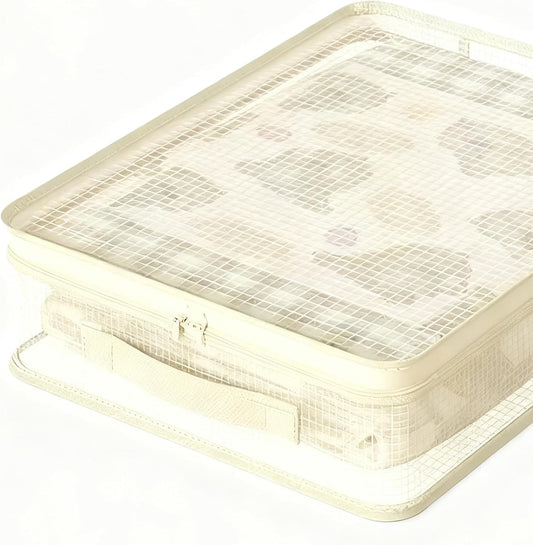 Stackable storage-Organizer – Foldable Sheet And Blanket Bag, Portable Handle Container, Home Closet Space Saver | Bedroom Dorm Room storage-For Bedding, Clothing, And Seasonal Garments