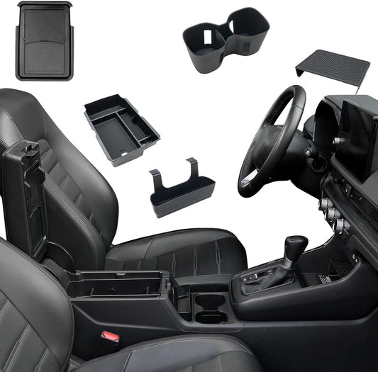 5PCS Center Console Organizer Tray for 2026 2025 2024 2023 Honda CRV Accessories, Armrest Storage Box and Drawer, Armrest Hidden Storage Box, Dashboard Organizer Tray and Cup Holder for Honda CRV