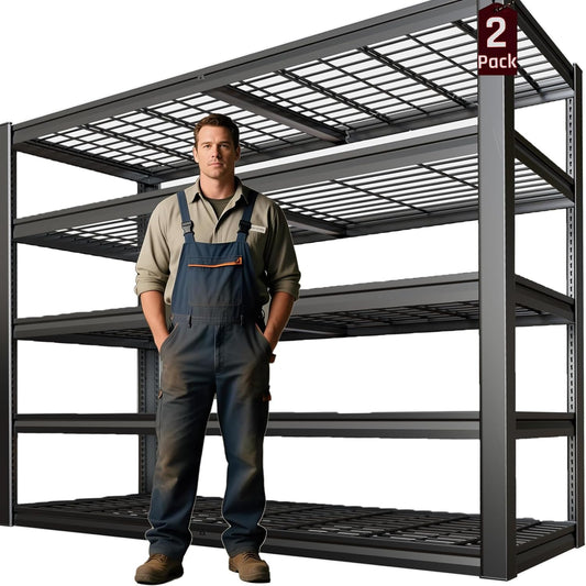 68" Wide Heavy Duty Garage Shelving Units, 5-Tier Deep Storage Shelves,Black Metal Garage Shelves,Steel Shelf,Large Storage Rack,Industrial Shelving for Shop, 68" W x 20" D x 84" H,2 Pack