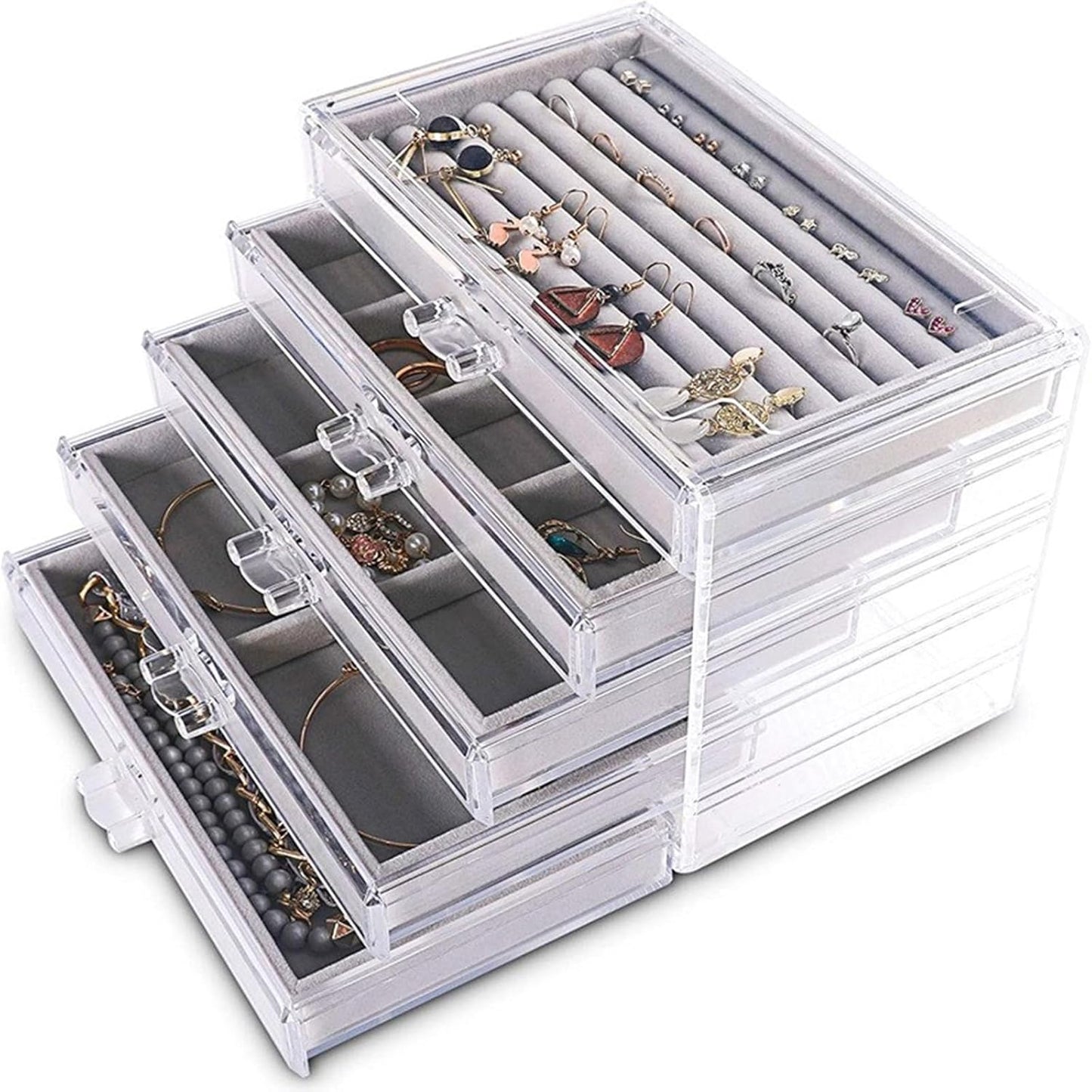 Space Saving Acrylic Cosmetic Storage Drawers Multi Drawers Acrylic Organizer Modern Jewelry Organizer for Organizing Cosmetics and Jewelry