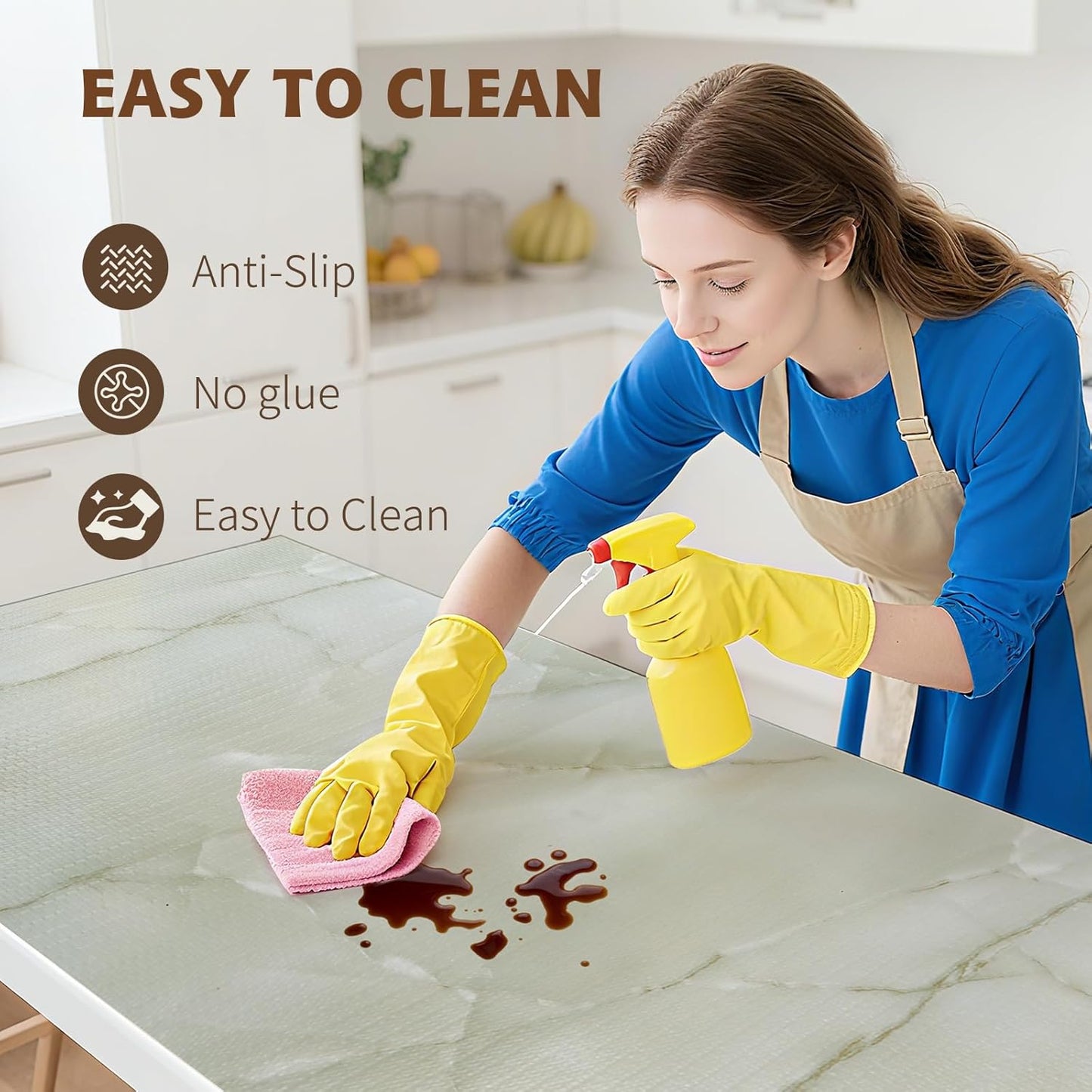 2-Layer Drawer and Shelf Liner for Kitchen Cabinet: 17.3in X 20Ft Non Slip Waterproof Shelf Paper Non Adhesive Refrigerator Liners Cyan Marble Easy Liners for Bathroom with Knife Tape Measure