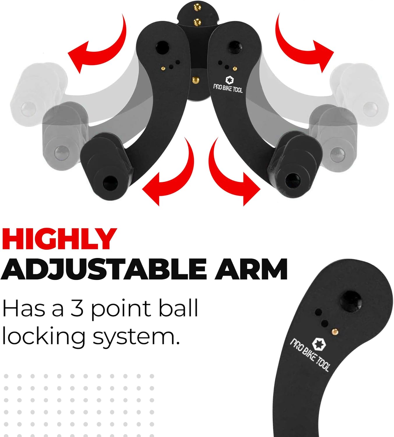 PRO BIKE TOOL Bike Rack Garage Wall Mount - Durable Alloy Bicycle Storage System with Adjustable Hook Hanger for Indoor Use - Ideal for Road, MTB, and Hybrid Bikes - Holds Up to 48.5 lbs, Black