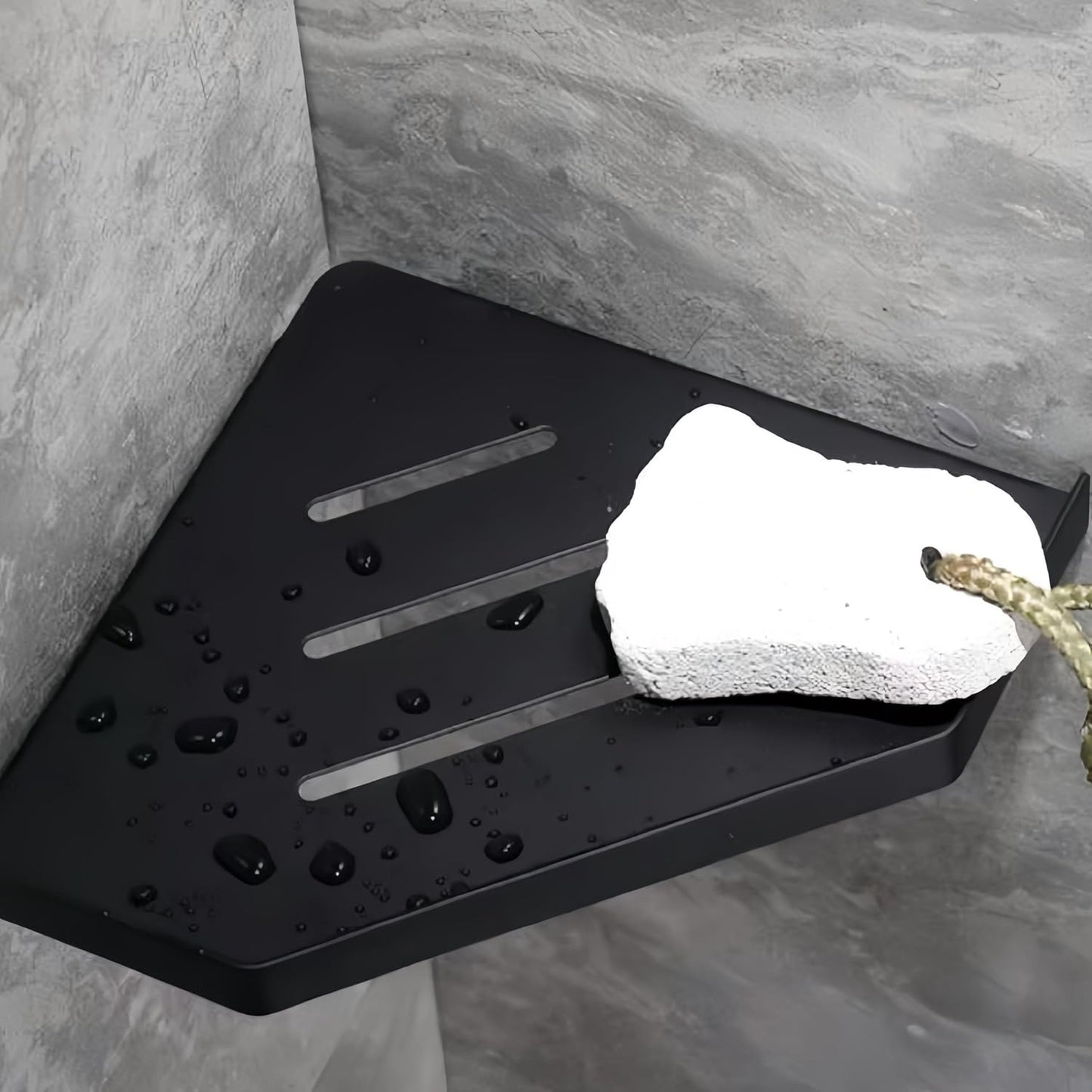 Lavatory Bathroom Corner 304 Stainless Steel Shelf Wall Mount Triangular, Soap Holder,Black