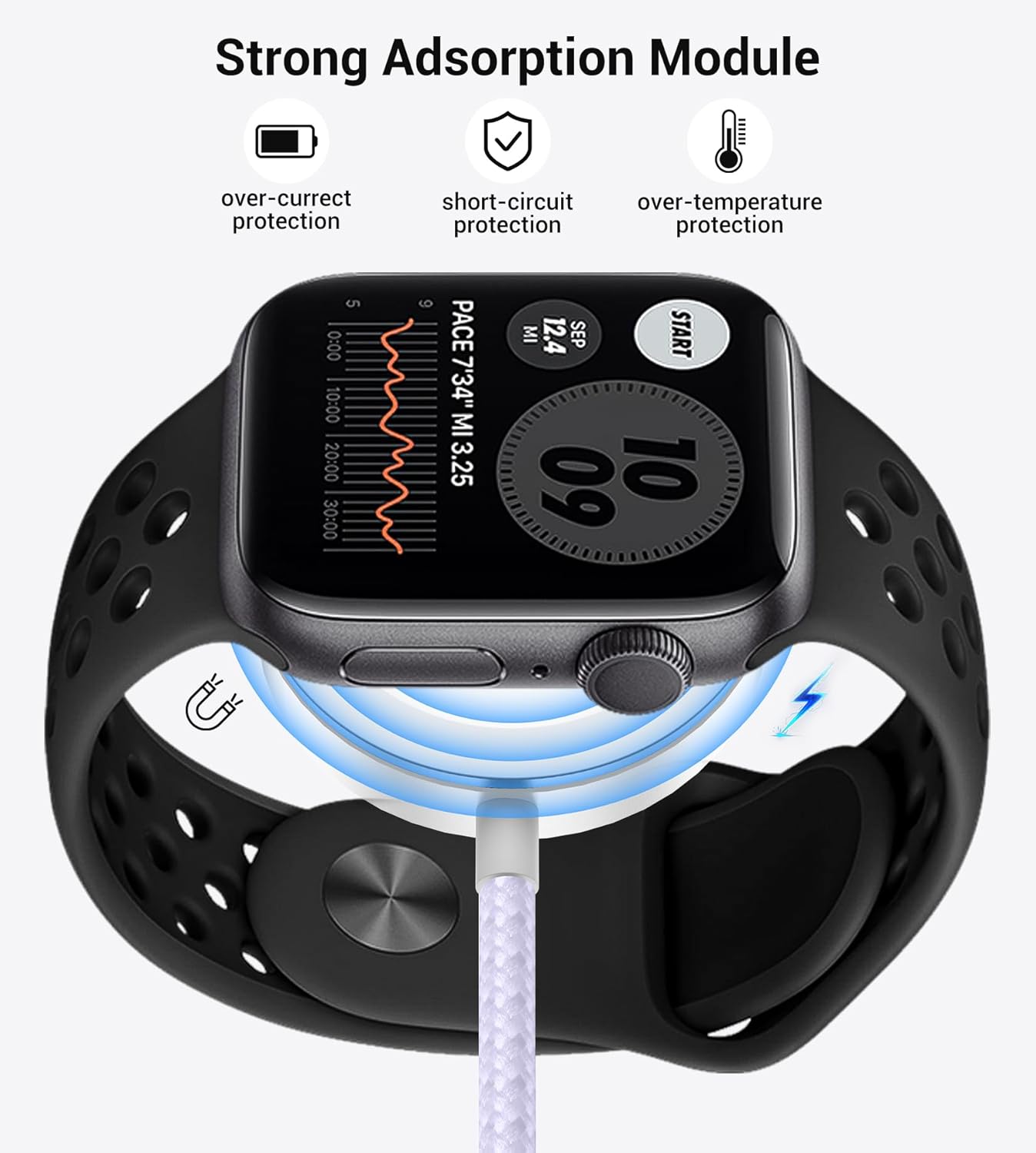 Temdan for Travel Vacation Essentials,3 in 2 USB C Cable for Apple Watch Charger/iPhone 17 Charger/Lightning,Multi Charging Cable Cord,Camping Essentials,Designed for iWatch &iPhone 16-12-4FT Purple