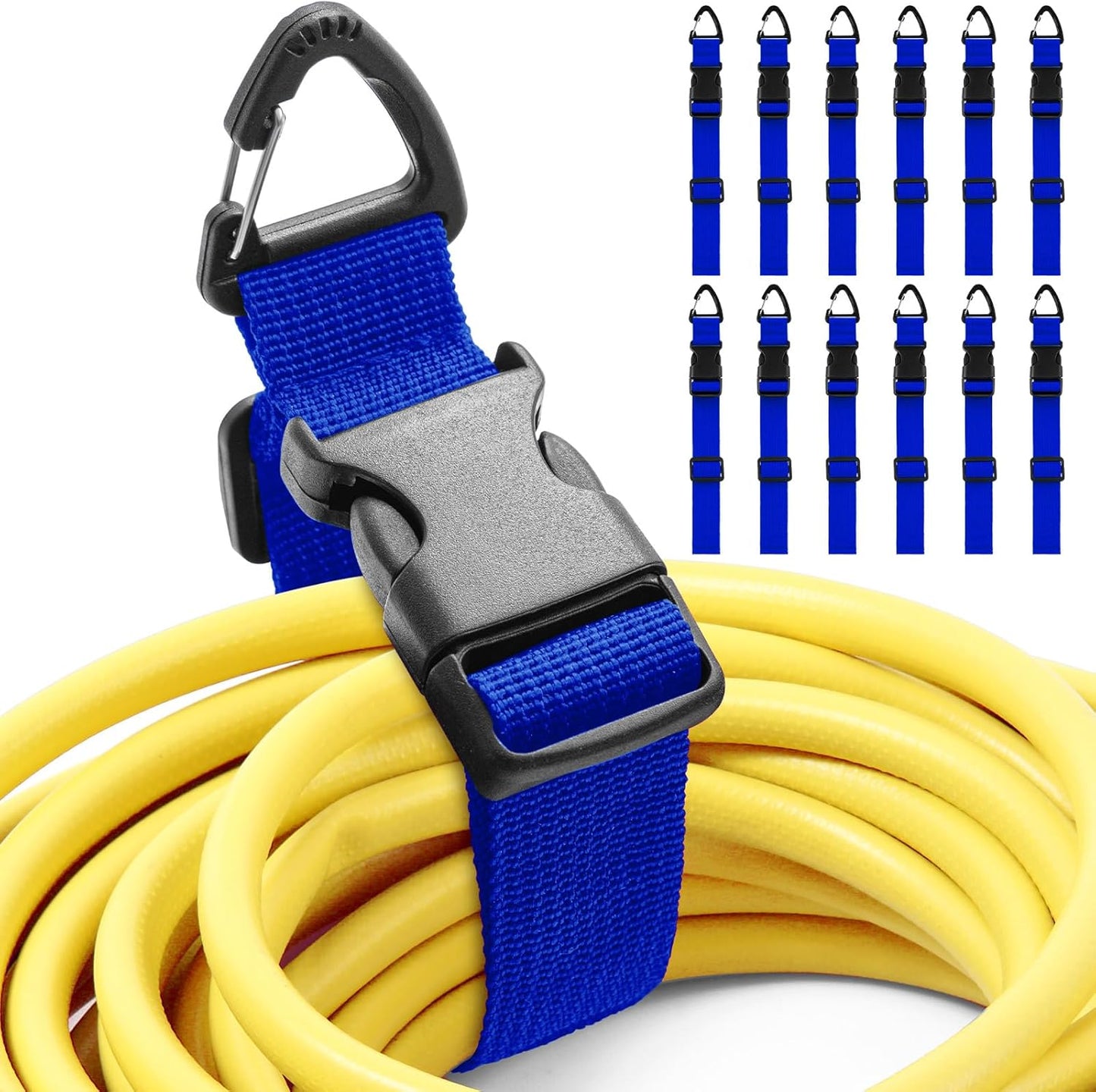 12 Pack 17 Inch Adjustable Extension Cord Holder Organizer with Triangle Clips for Garage Organization and Storage Heavy Duty Extension Cord Hanger for Men Workshop (Blue)